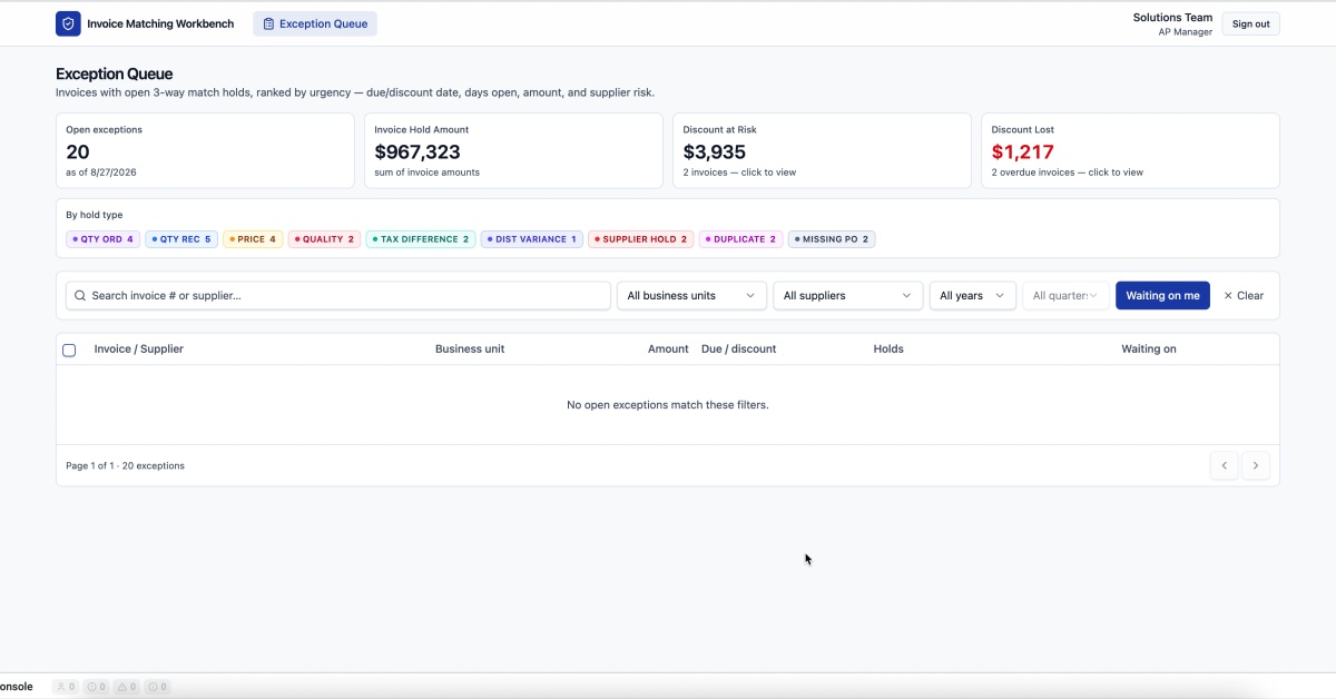 Invoice Matching Workbench