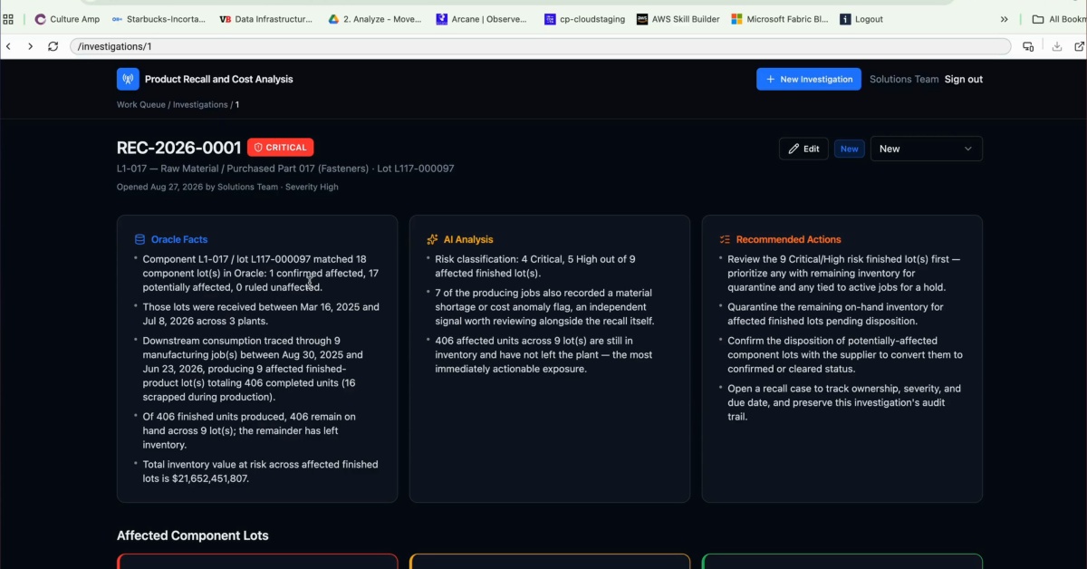 Product Recall and Cost Analysis Workbench