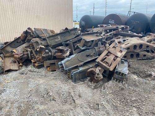 A pile of rusted metal parts.