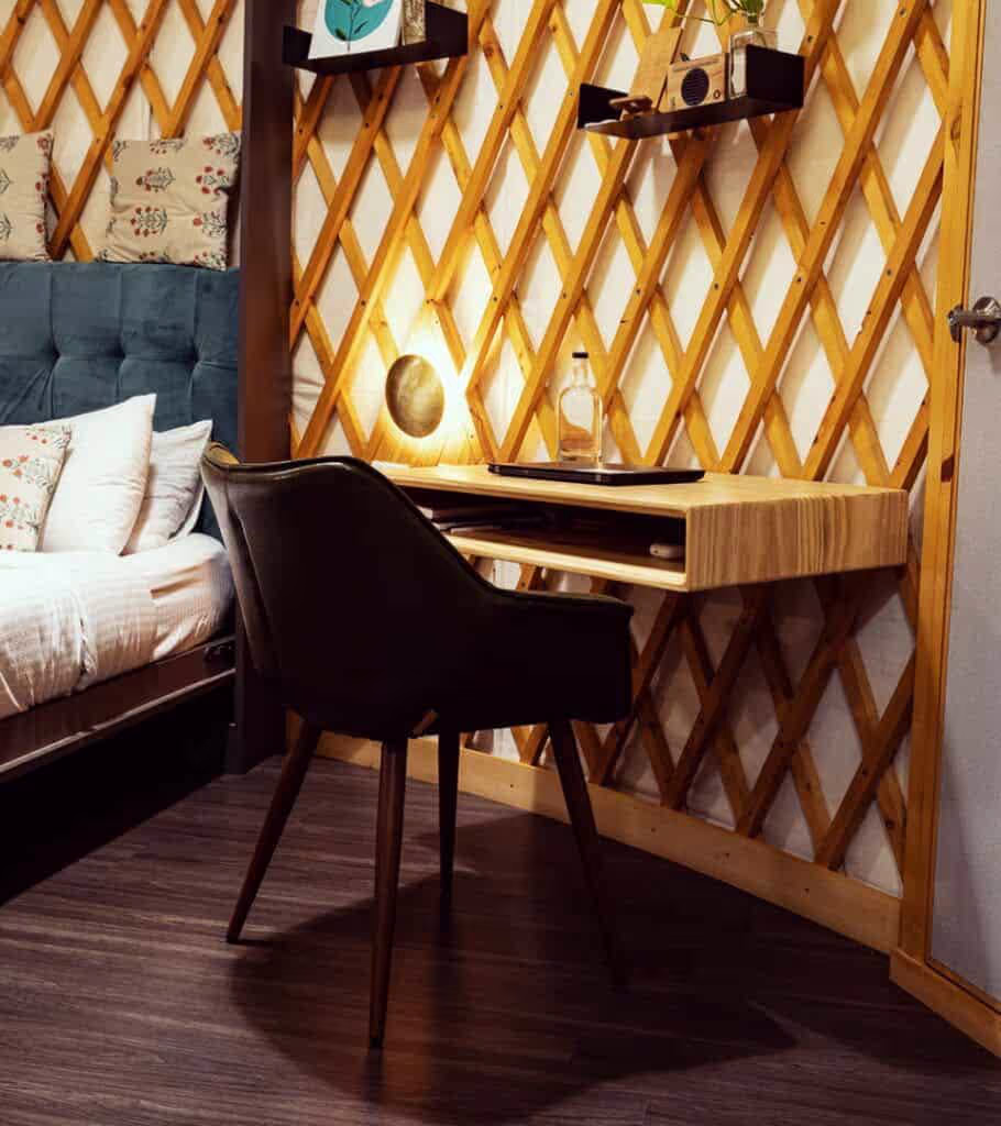 Yurt interior image from The Out Factory
