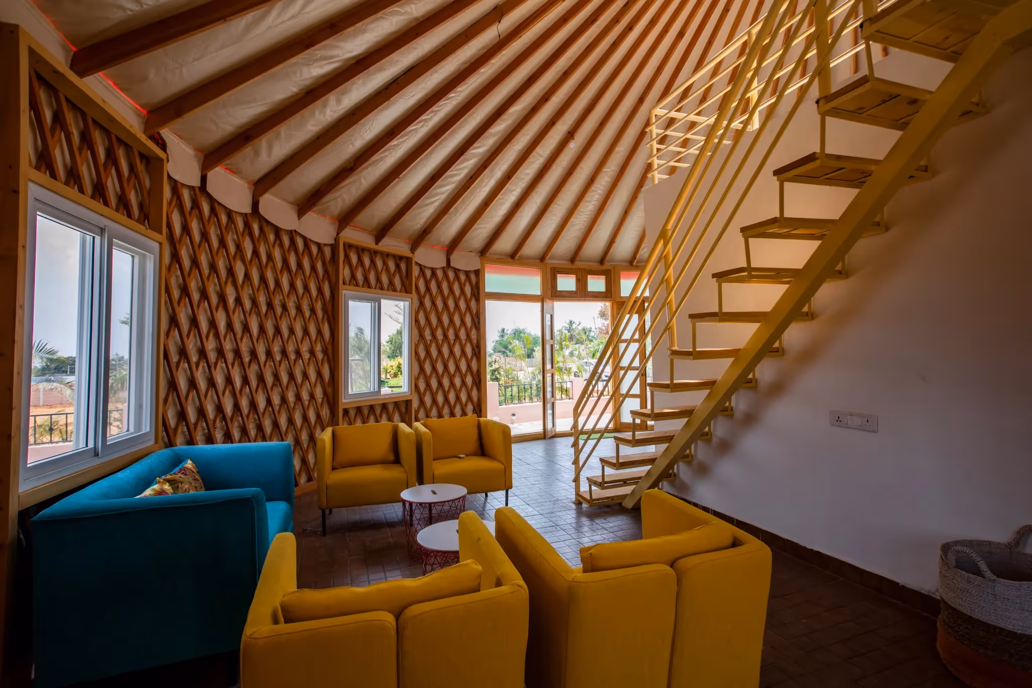 Off-grid yurt home in the countryside