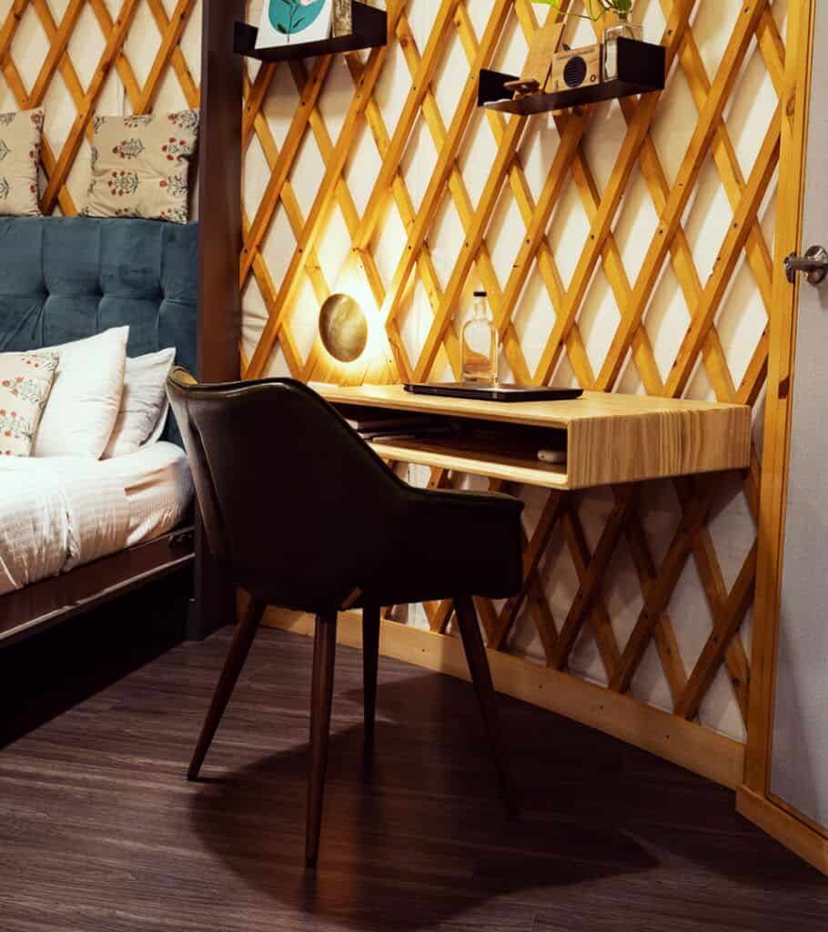 Yurt interior image from The Out Factory