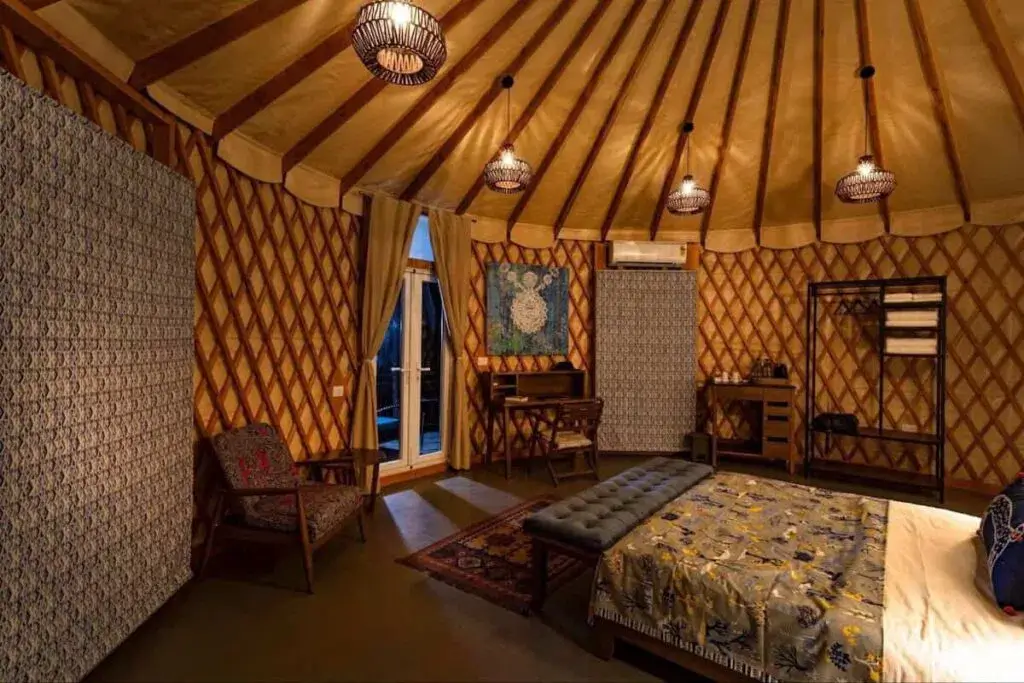 A cozy warm yurt room
