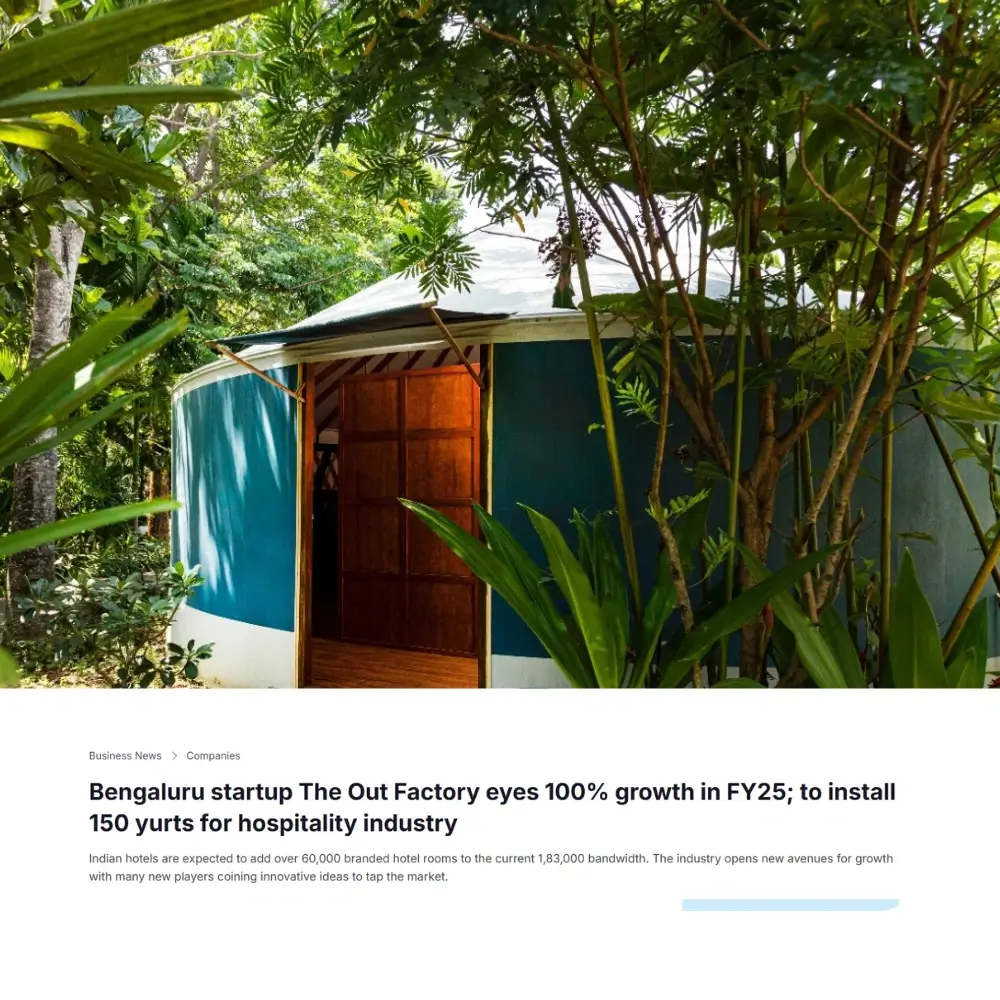 Press coverage of The Out Factory’s export-ready yurts for global markets