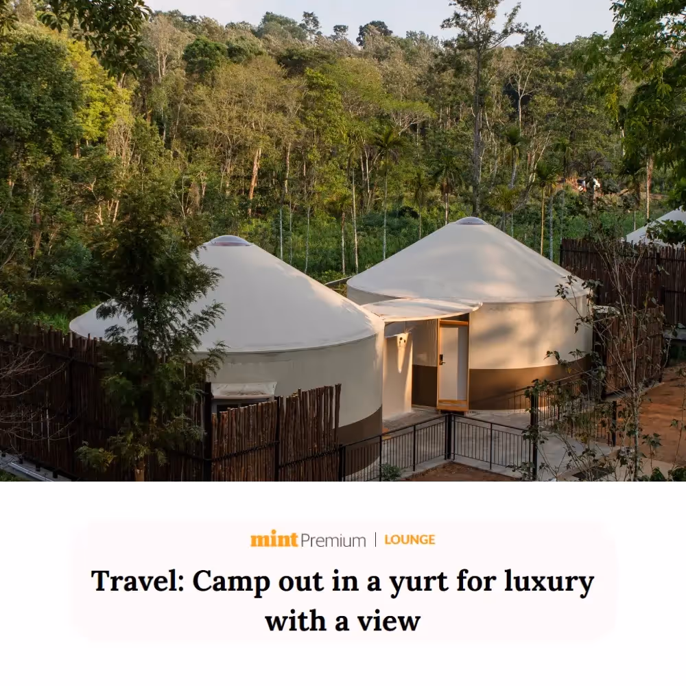 News article showcasing The Out Factory’s modern eco yurts