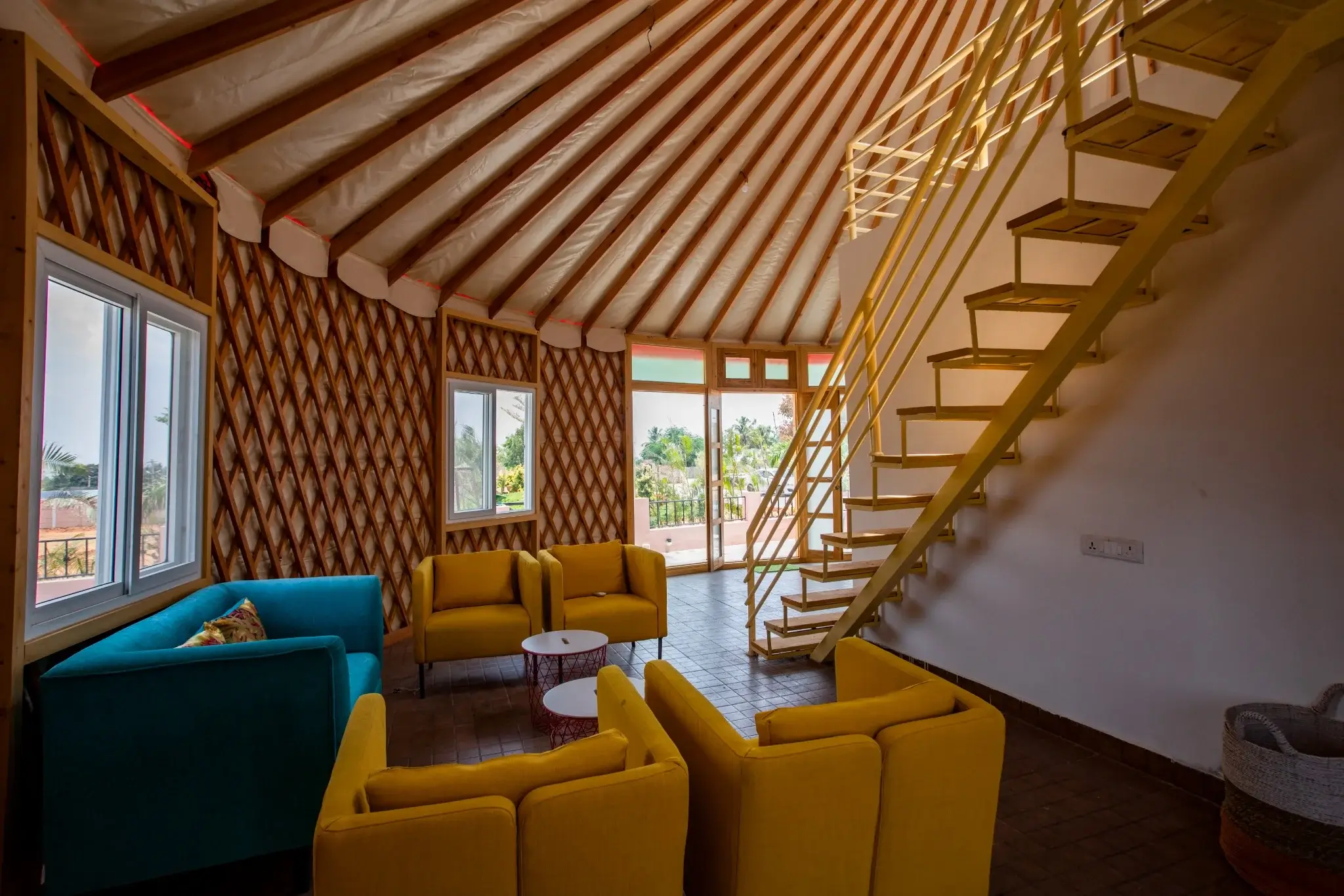 Off-grid yurt home in the countryside