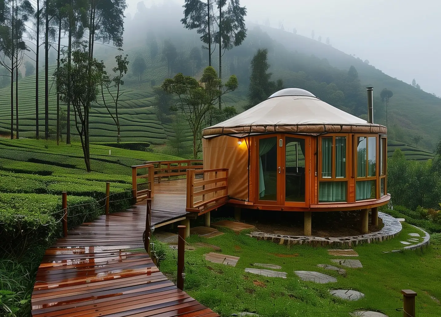 Beautiful Glamping Yurt Structure on Hillstation