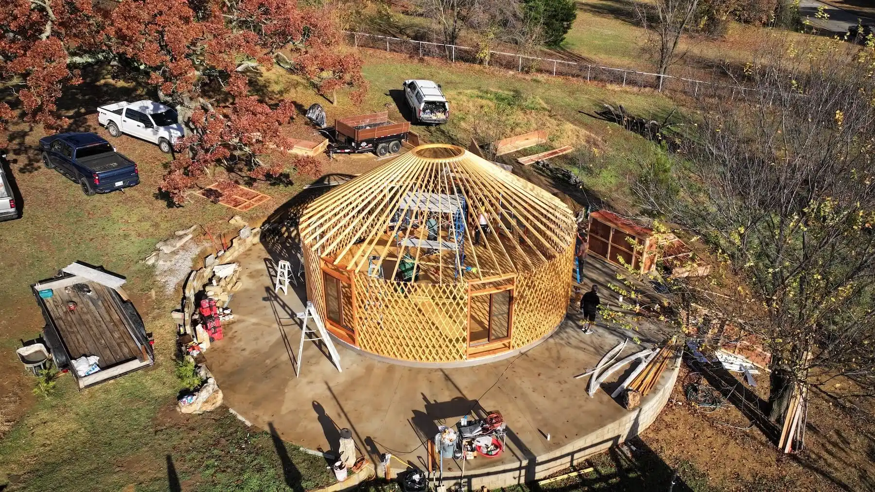 Sarah Jane Doll 32 ft Yurt in Oklahoma installed by The Out Factory