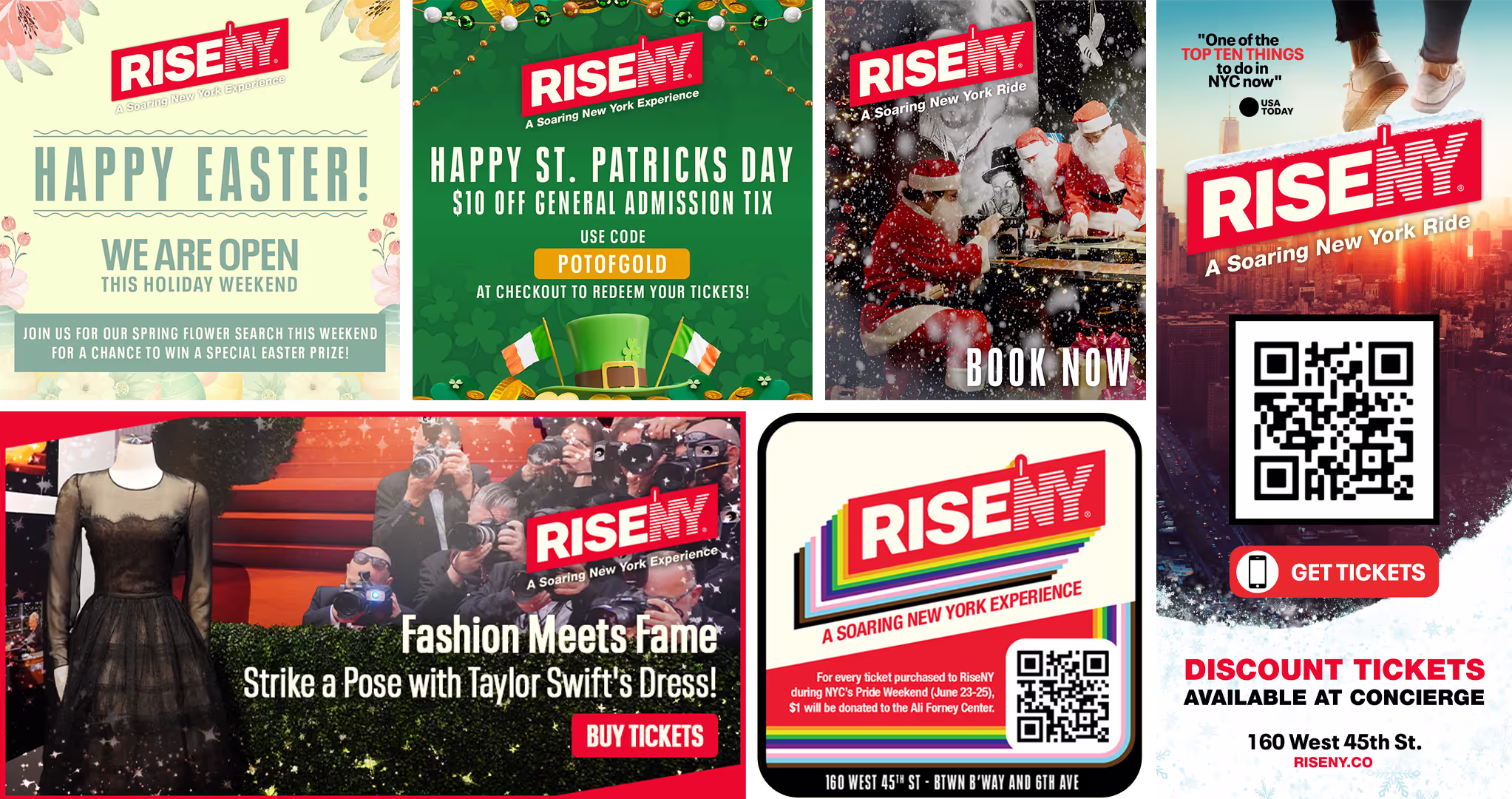 Various RiseNY designs for print and digital assets.