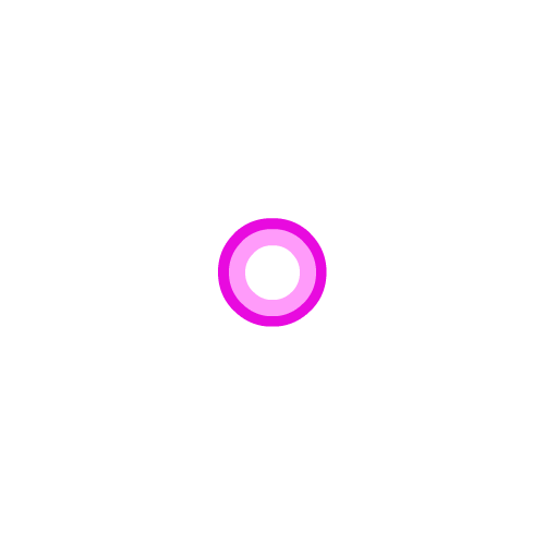 Animated loading icon with a bright magenta circle orbiting a lighter pink ring on a white background.