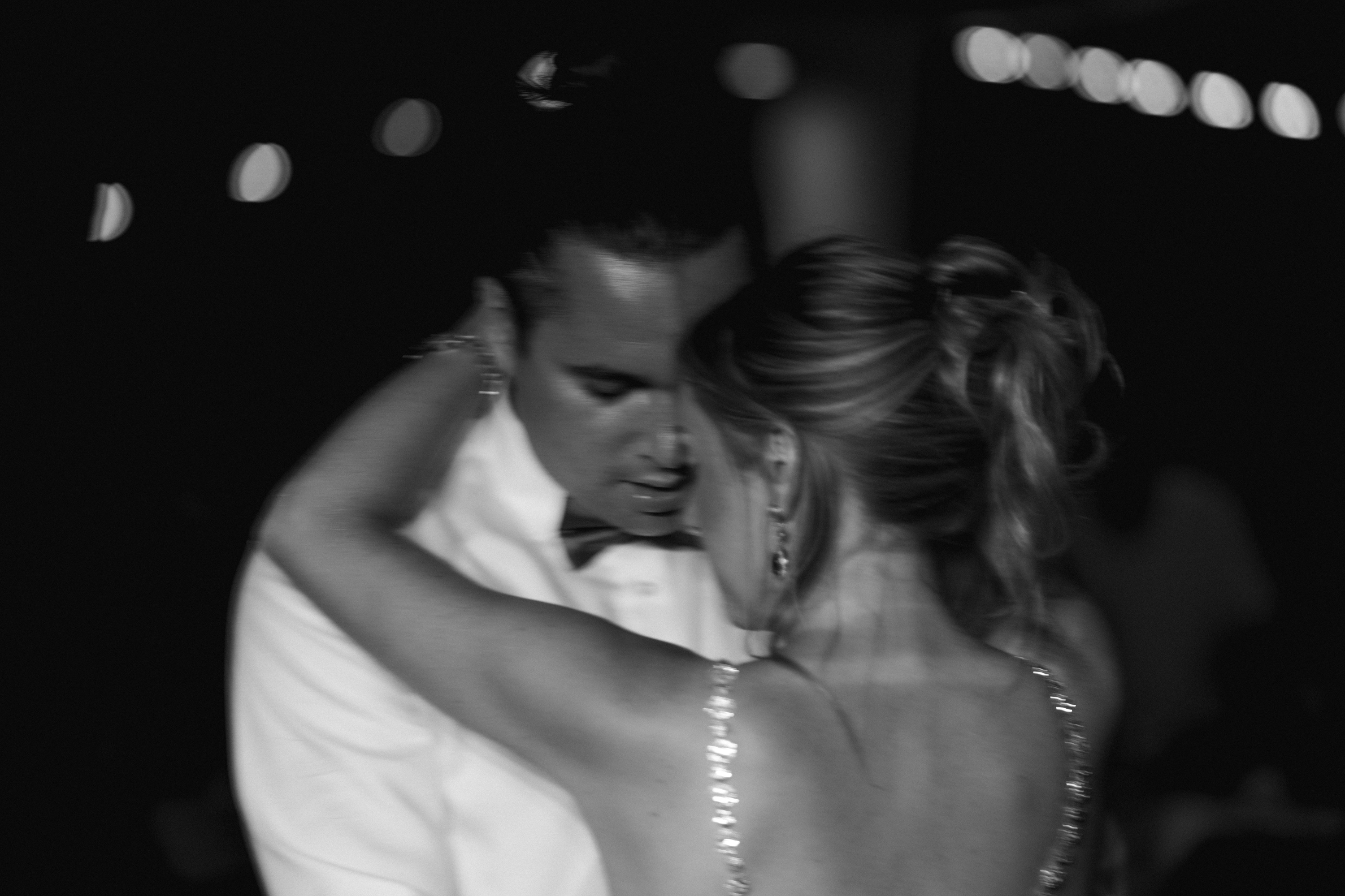 First dance, black and white slow exposure romantic wedding moment