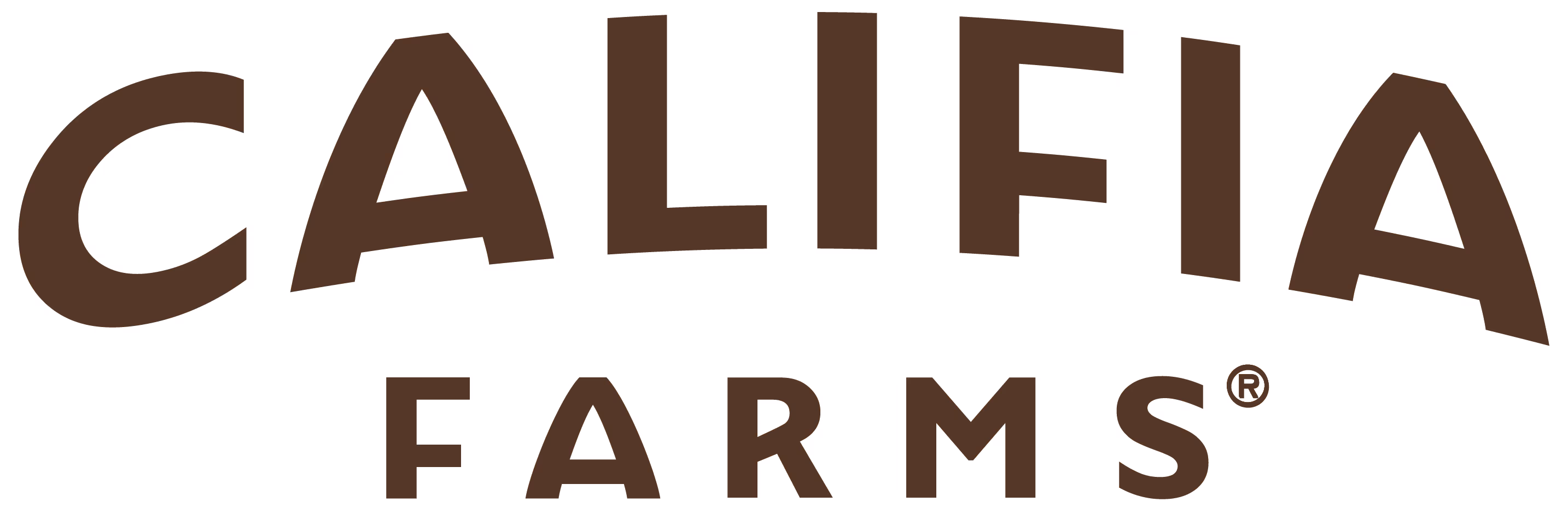 Califia Farms brand logo in brown text with the word CALIFIA arched above FARMS.