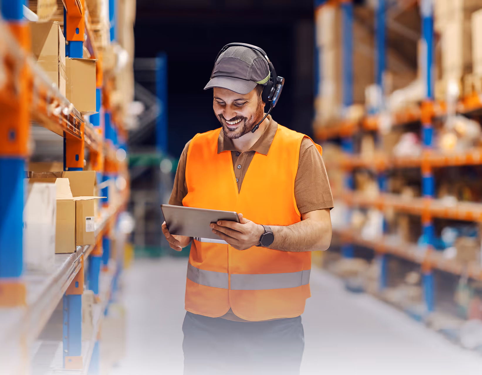 Worker in warehouse. 