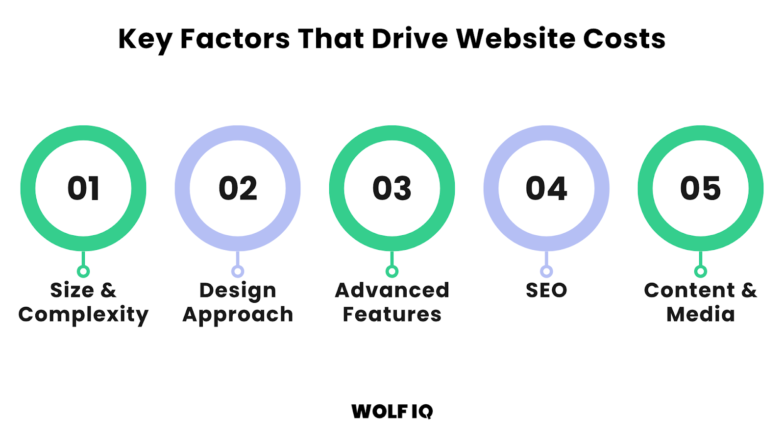 Top five cost drivers for website projects including SEO, content, and features - Wolf IQ