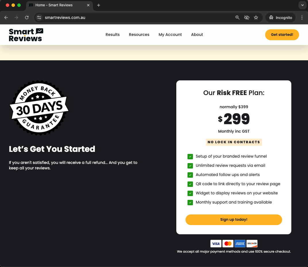 Money back guarantee and risk-free subscription plan builds customer trust - Wolf IQ