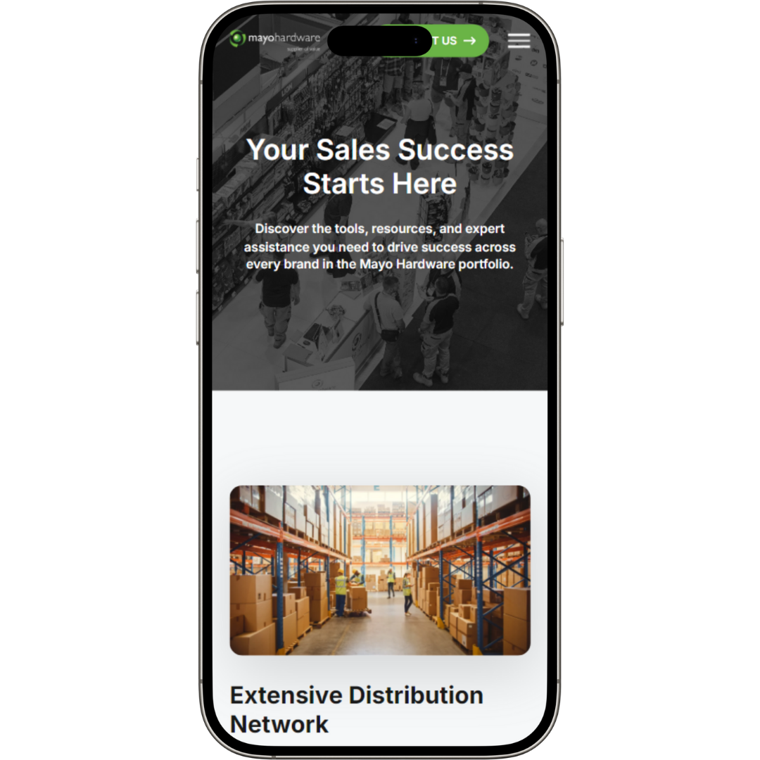 Mayo Hardware website in mobile view - Wolf IQ