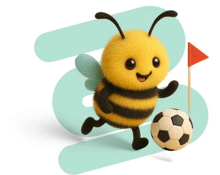 An image with bee playing football