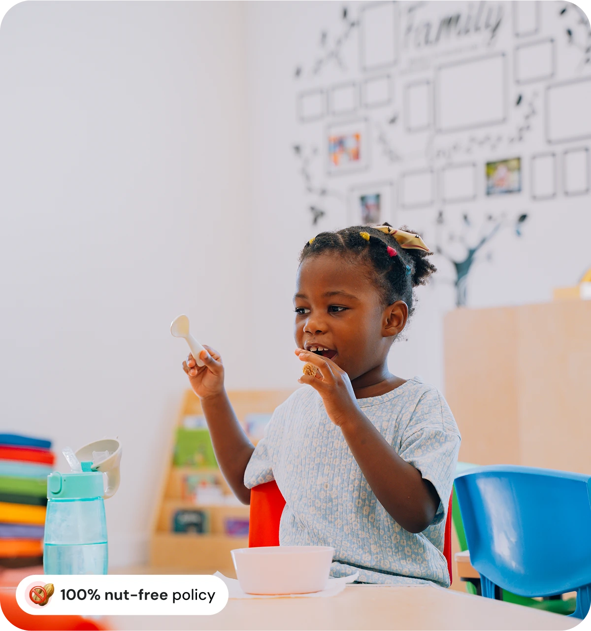 Children enjoying a healthy, nut-free lunch at B Kids Daycare—dietitian-designed menu in Surrey & Langley