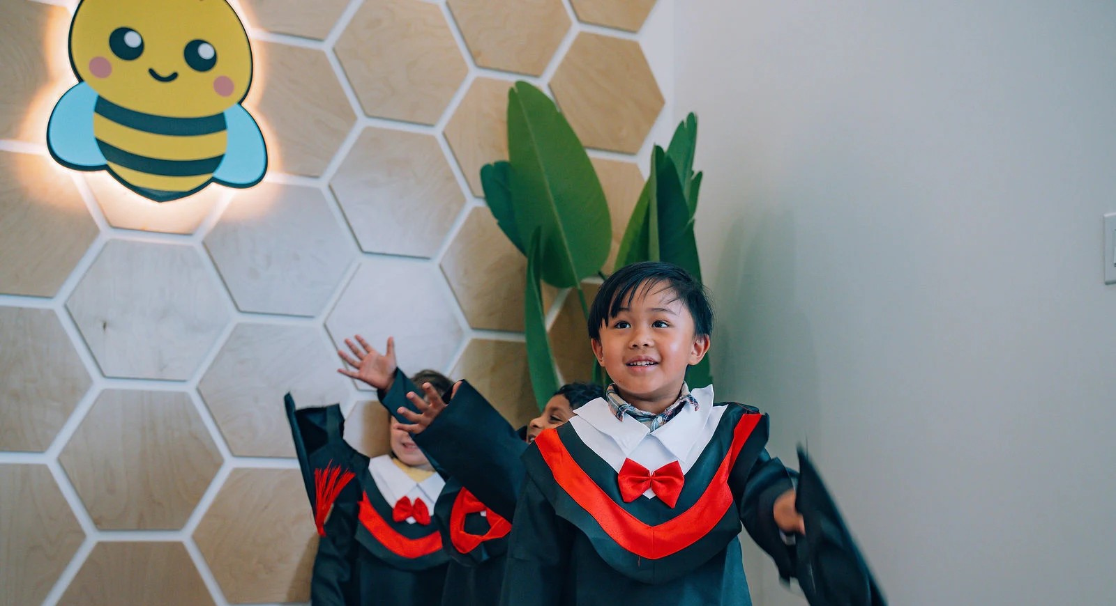 Kids are standing happy