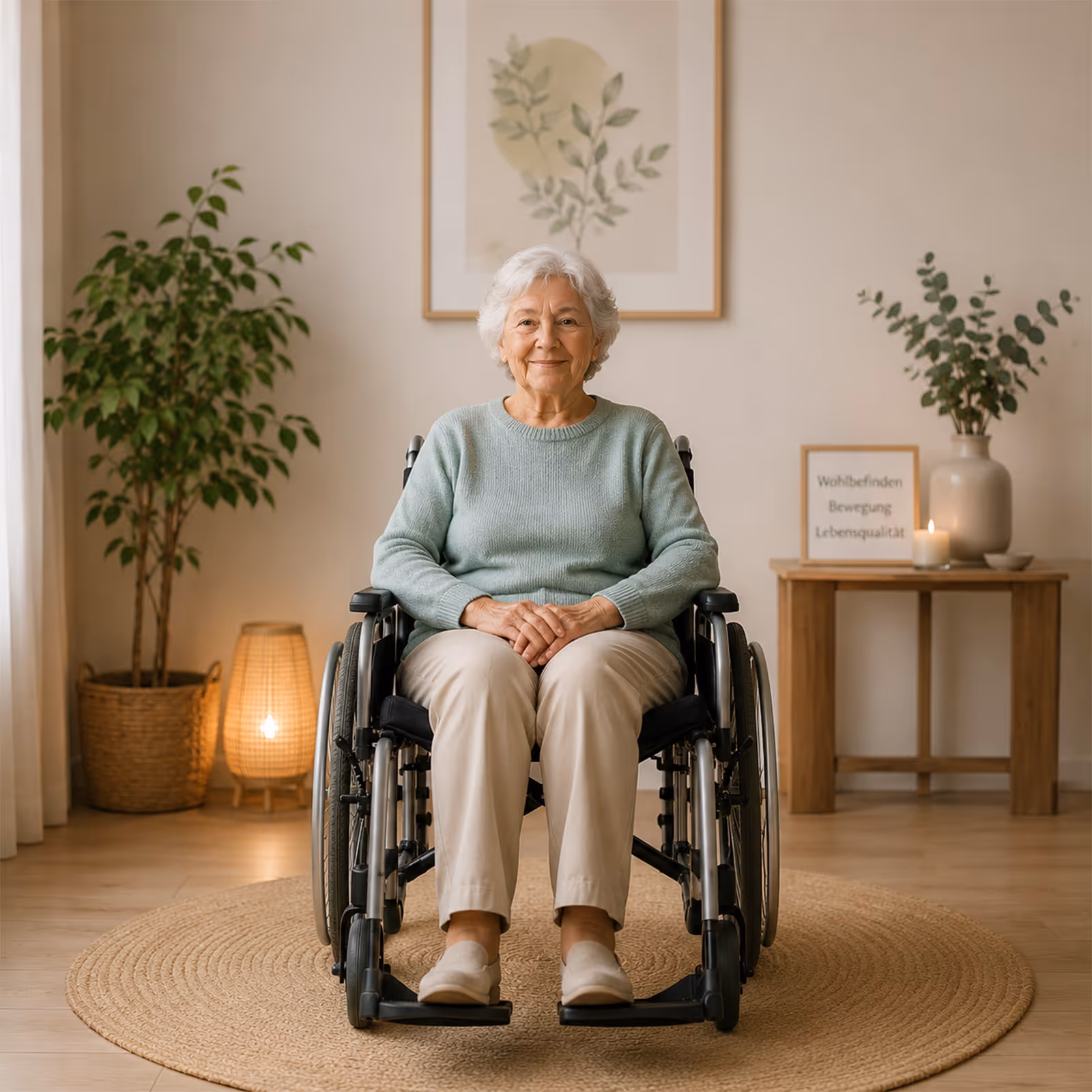 Alte Dame im Rollstuhl
