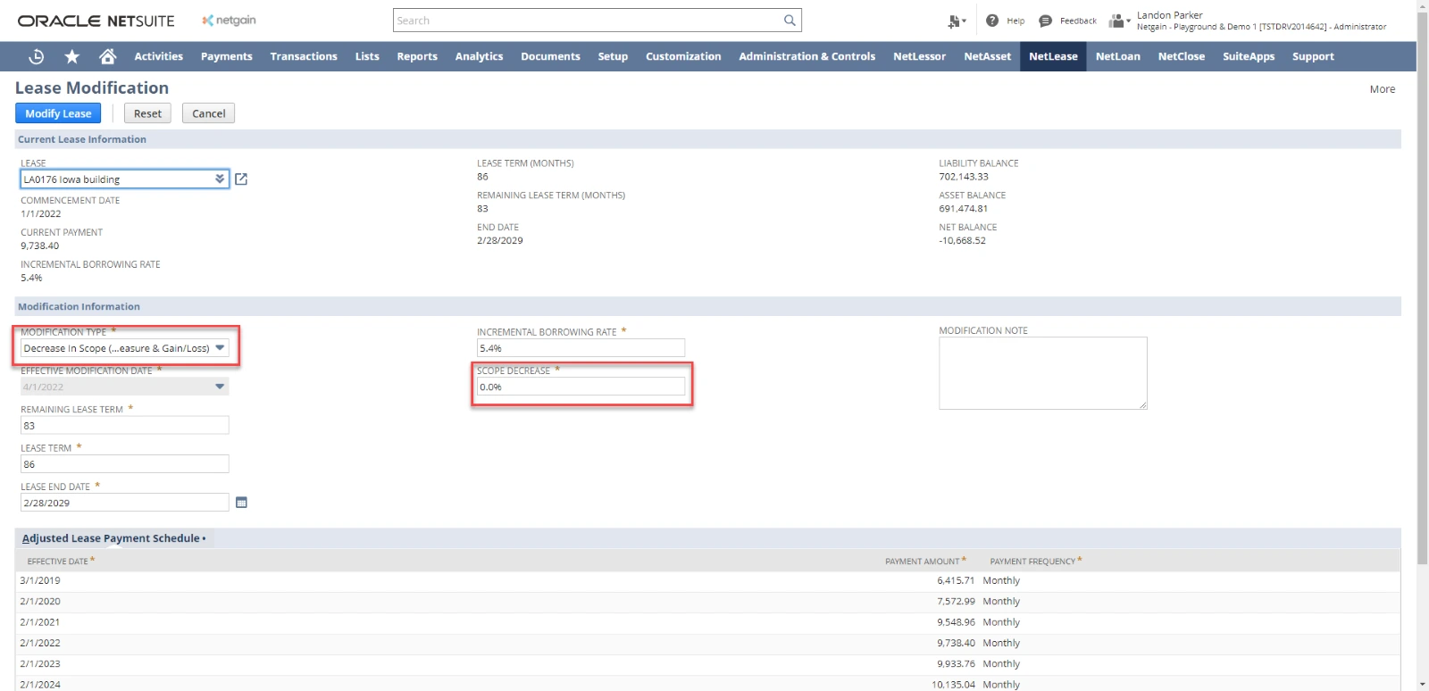 NetLease decrease in scope options