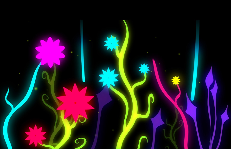 A bioluminescent colorful vectorial flora