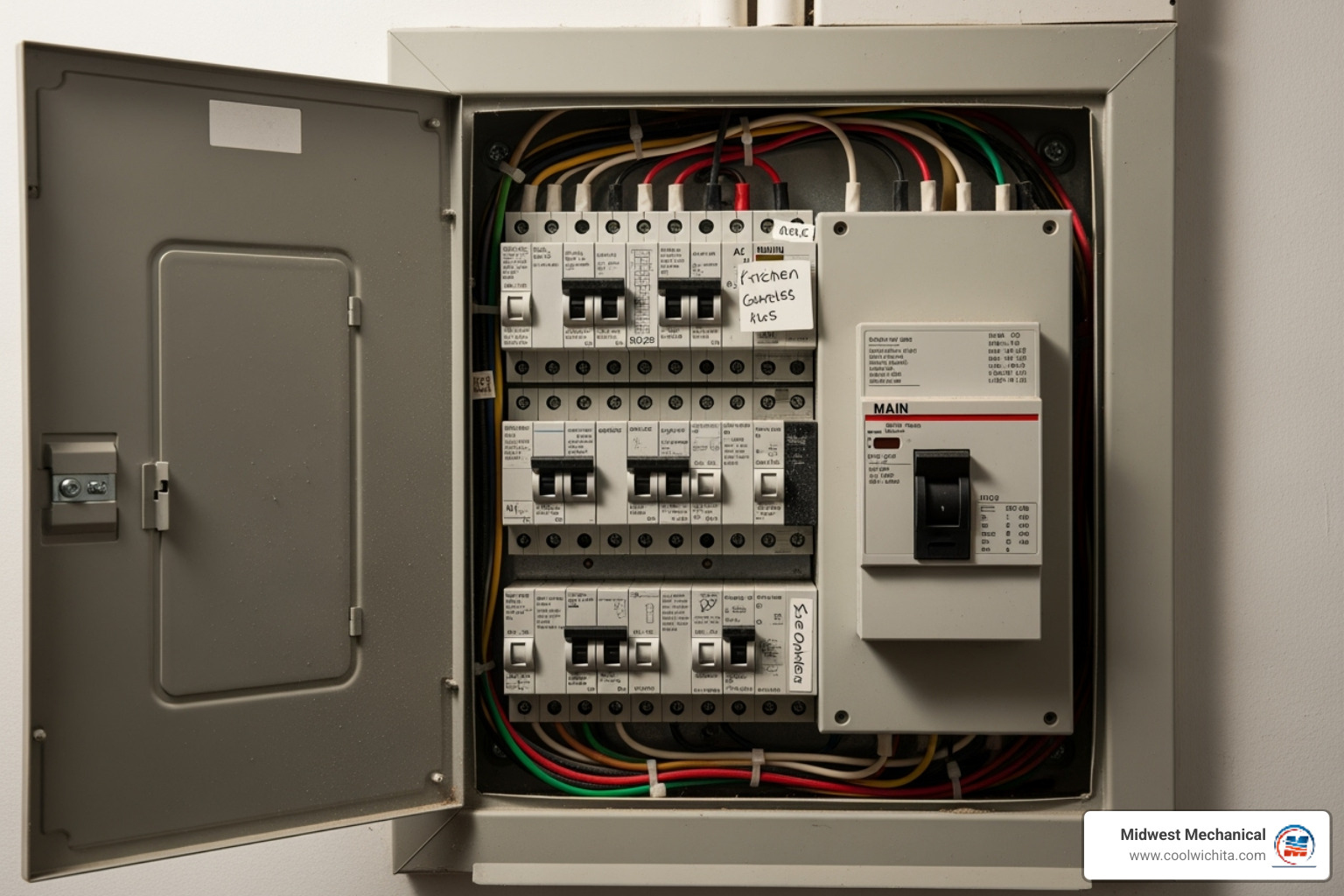 of a home's circuit breaker panel - No hot water