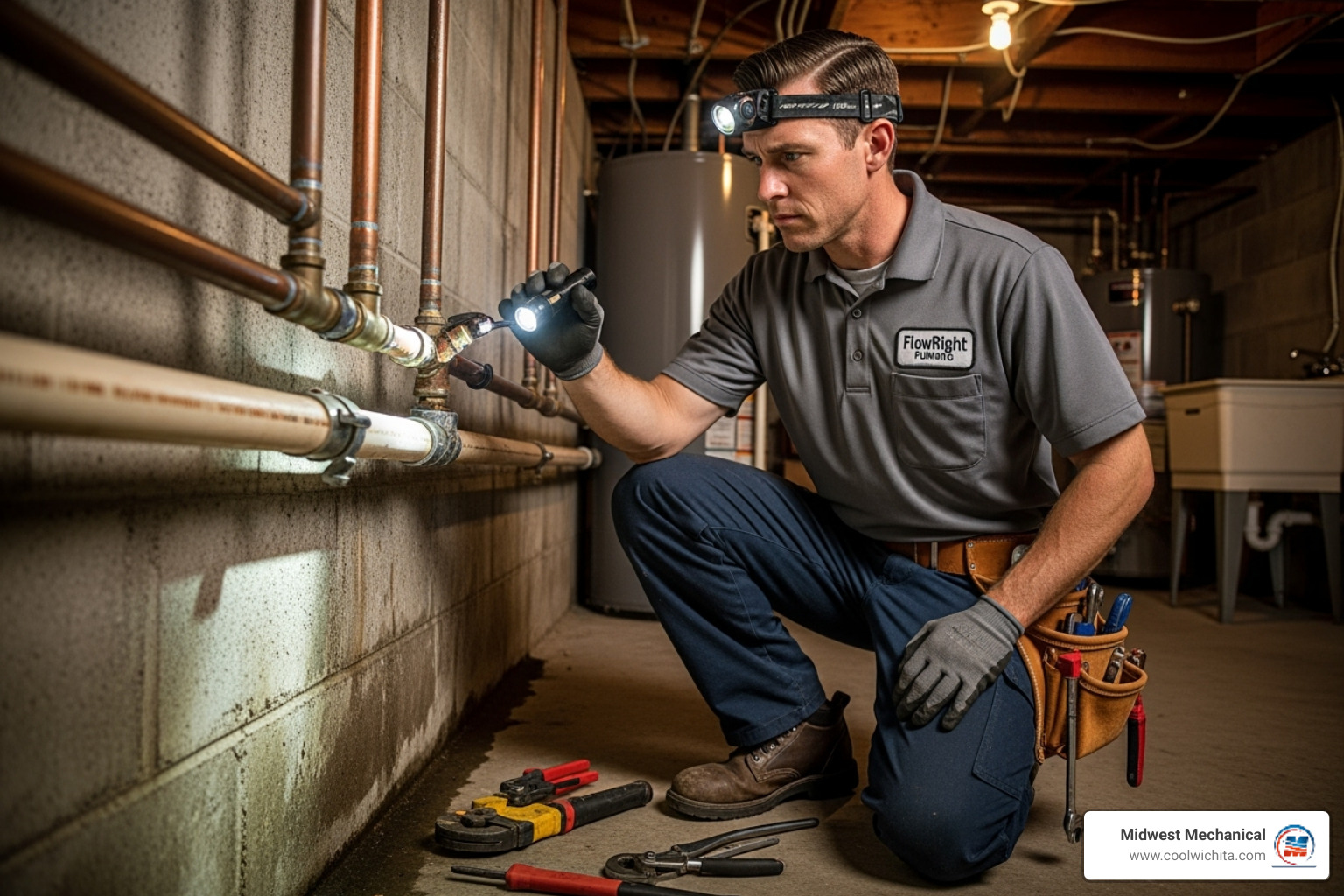 professional plumber inspecting pipes - Low water pressure repair