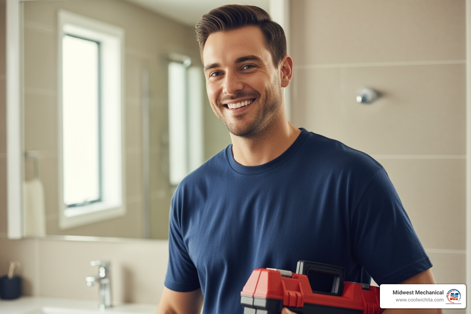 Friendly, professional plumber with a toolkit - Andover plumbing repair Friendly, professional plumber with a toolkit - Andover plumbing repair