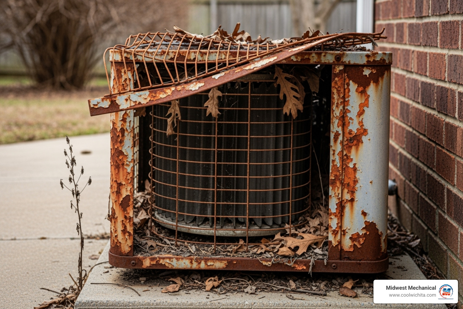 Old, rusted outdoor AC unit - AC installation Wichita