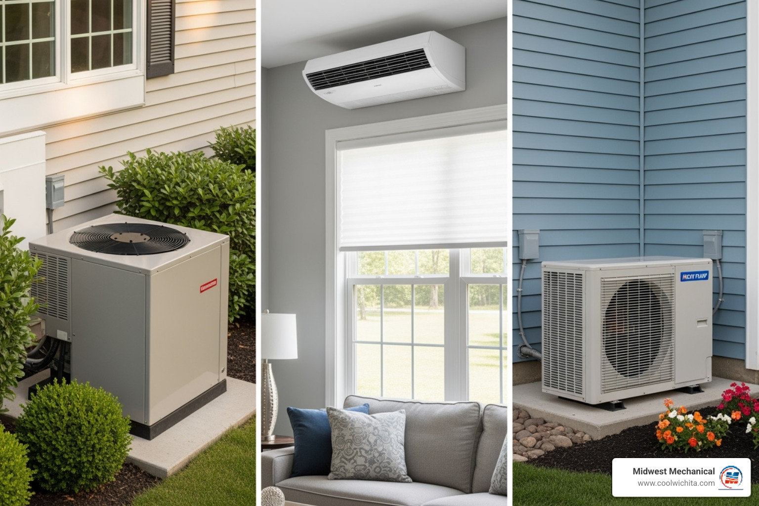 Different types of AC units (central, ductless) - AC installation Wichita