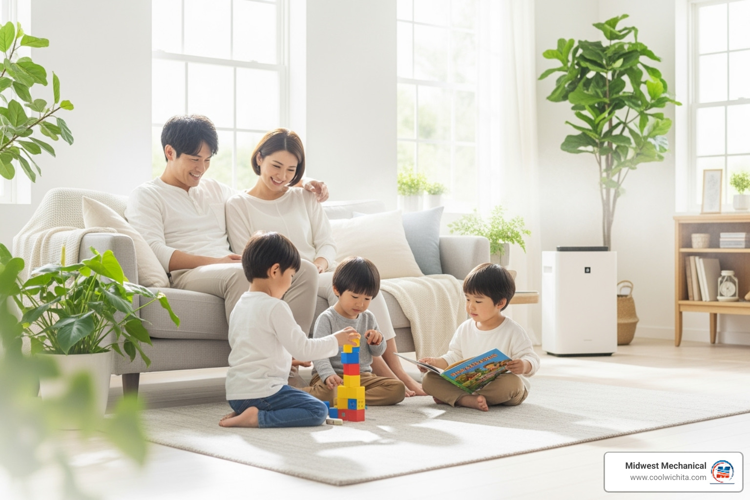 family enjoying good indoor air quality - furnace repair wichita, ks