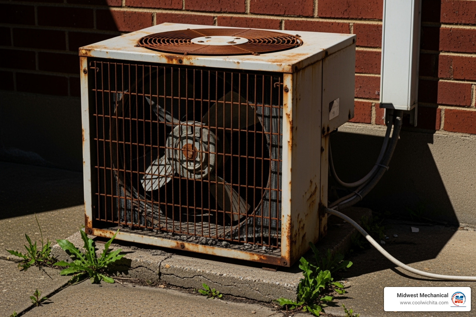 Old, inefficient outdoor air conditioner - ac installation andover, ks