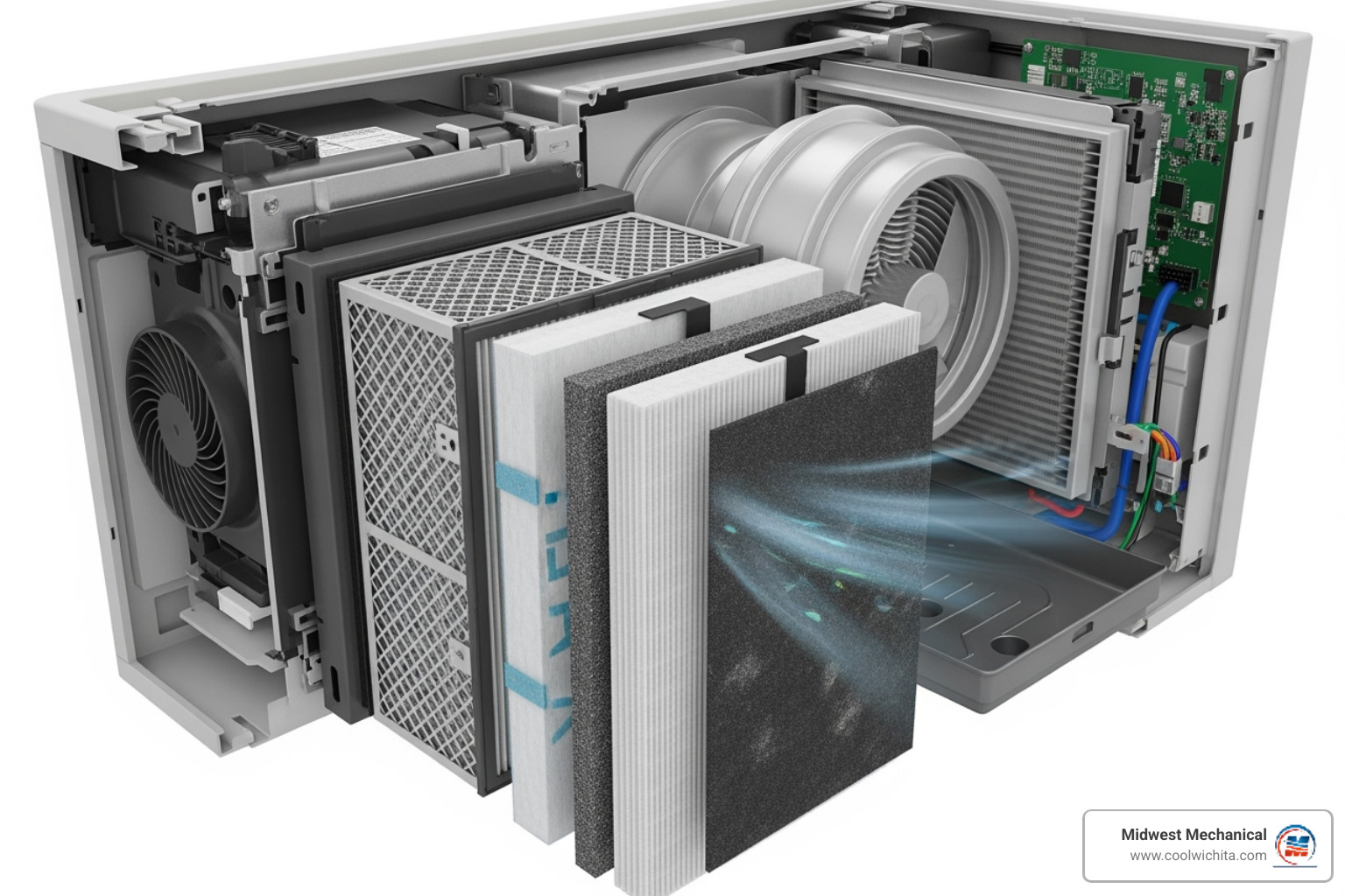 Image illustrating multi-stage filtration in a mini-split unit - ductless mini split installation wichita, ks