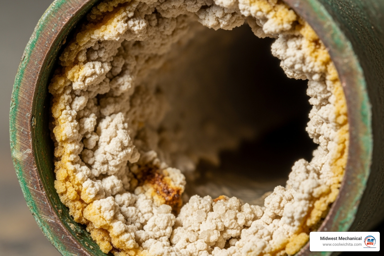 Mineral buildup inside a pipe - tankless hot water service