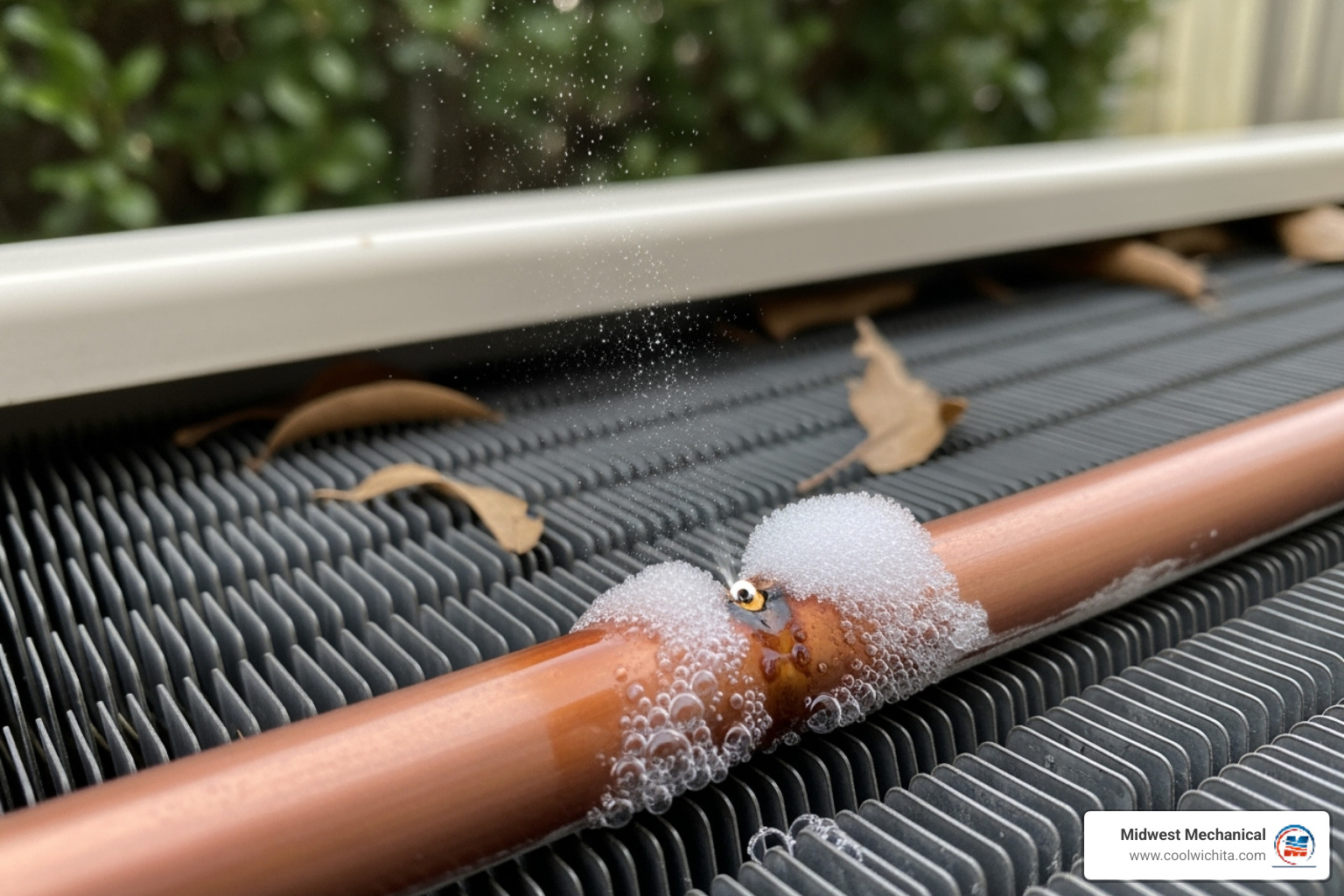 Illustrative diagram showing a refrigerant leak - air conditioning making noise in maize ks
