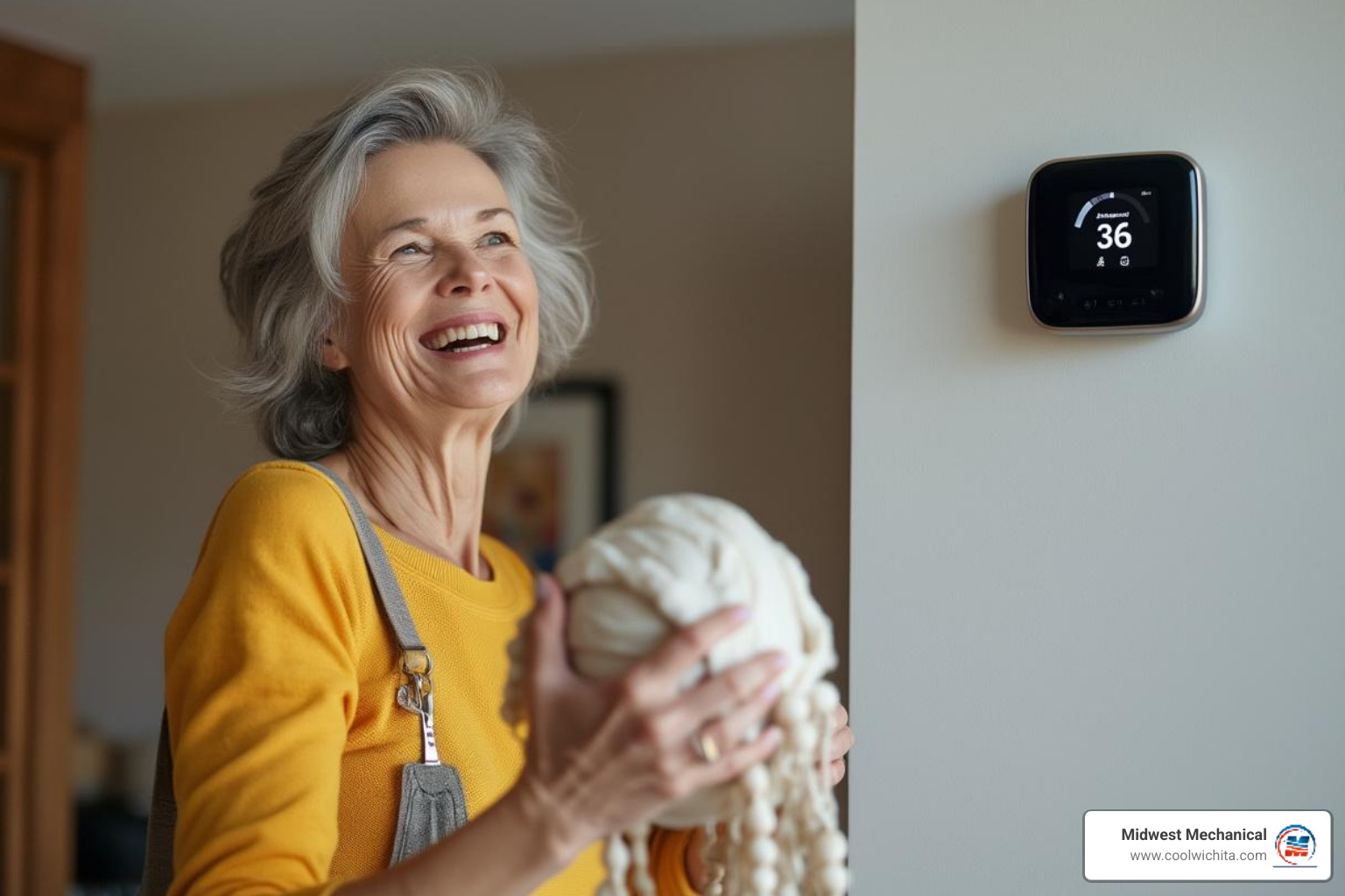 happy homeowner with a new thermostat - heating replacement in goddard ks happy homeowner with a new thermostat - heating replacement in goddard ks