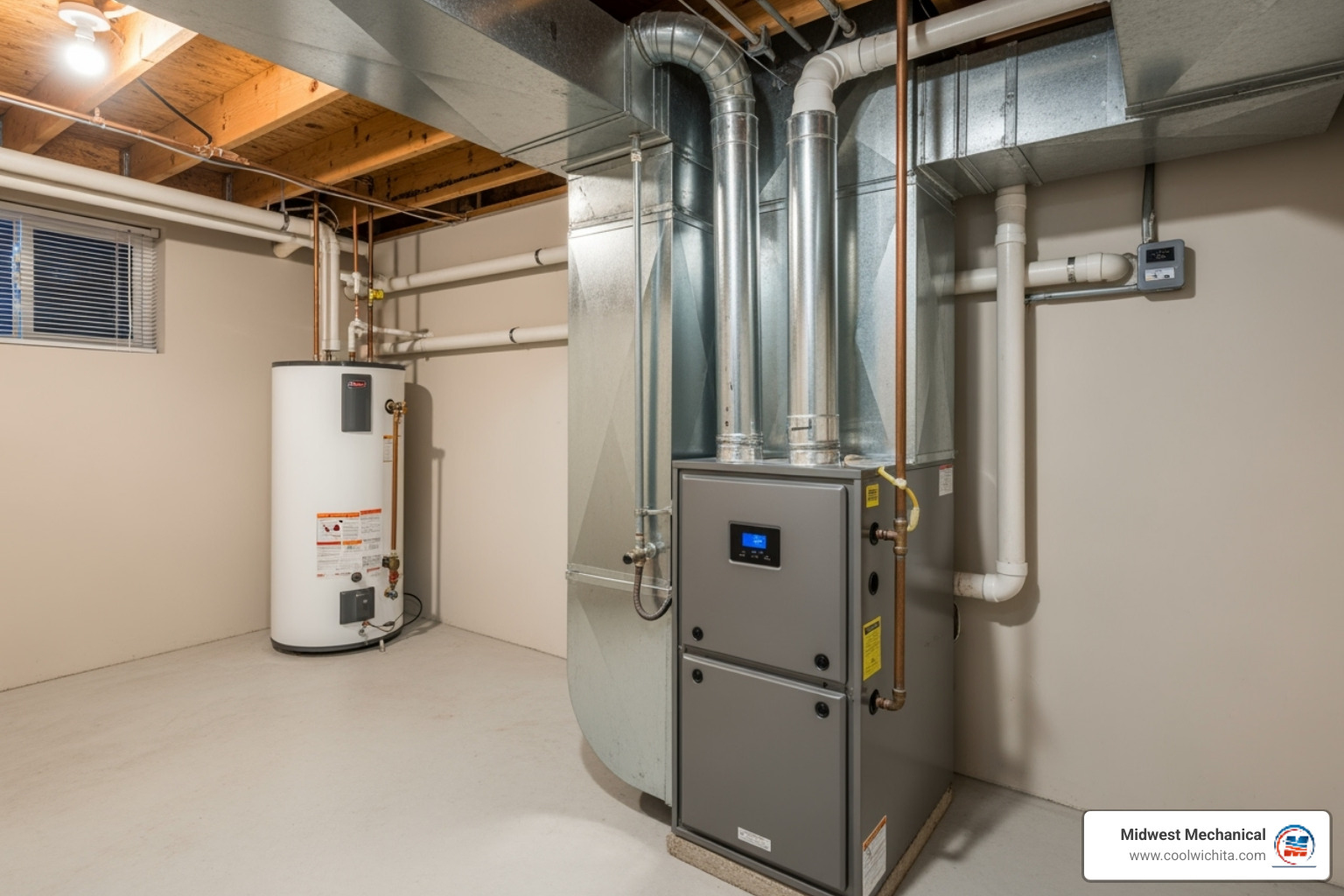 modern, high-efficiency furnace unit - heating replacement in maize ks