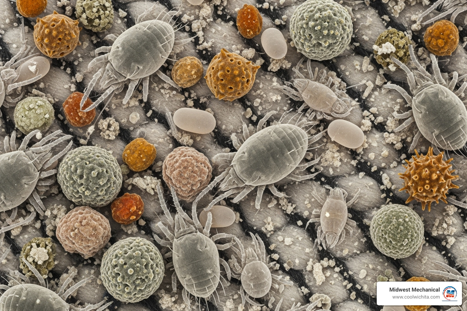 microscopic view of common household allergens like pollen and dust mites. - duct cleaning indoor air quality in andover ks microscopic view of common household allergens like pollen and dust mites. - duct cleaning indoor air quality in andover ks