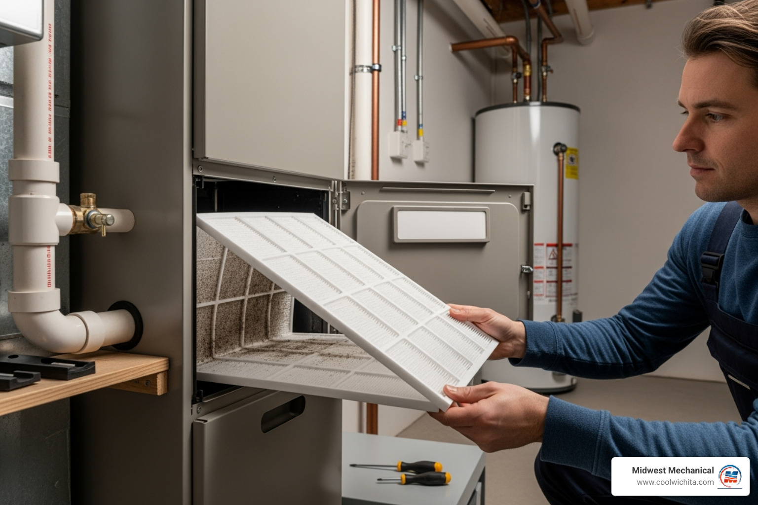 homeowner replacing a high-quality HVAC air filter. - duct cleaning indoor air quality in andover ks homeowner replacing a high-quality HVAC air filter. - duct cleaning indoor air quality in andover ks