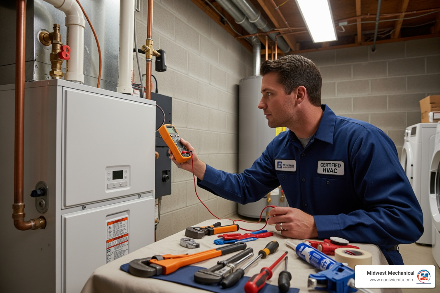 Certified technician installing a new furnace in a residential home - I need a new furnace installation in Wichita, KS. Who are the most reliable installers?