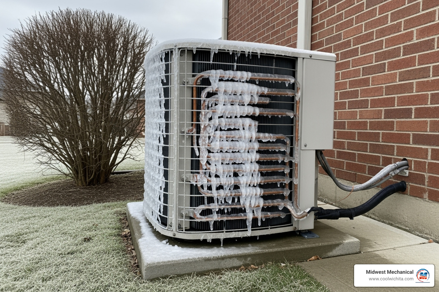 AC unit with visible ice buildup - 24 hour air conditioning service in mulvane ks