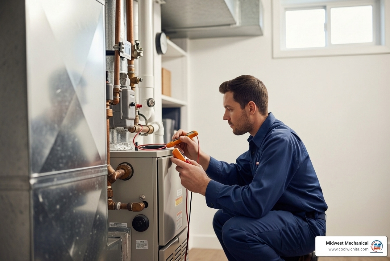 Infographic showing three key benefits of heating tune-ups: 1) Lower energy bills with 15% efficiency improvement 2) Extended system lifespan up to 50% longer 3) Reduced breakdown risk by 90% with safety checks for carbon monoxide prevention - heating tune up service in derby, ks Infographic showing three key benefits of heating tune-ups: 1) Lower energy bills with 15% efficiency improvement 2) Extended system lifespan up to 50% longer 3) Reduced breakdown risk by 90% with safety checks for carbon monoxide prevention - heating tune up service in derby, ks