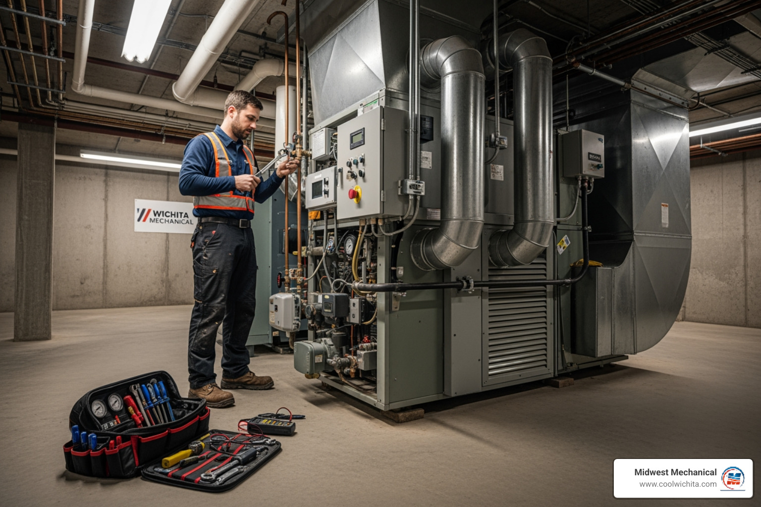 commercial heating system in modern office - commercial heating tune up in wichita, ks