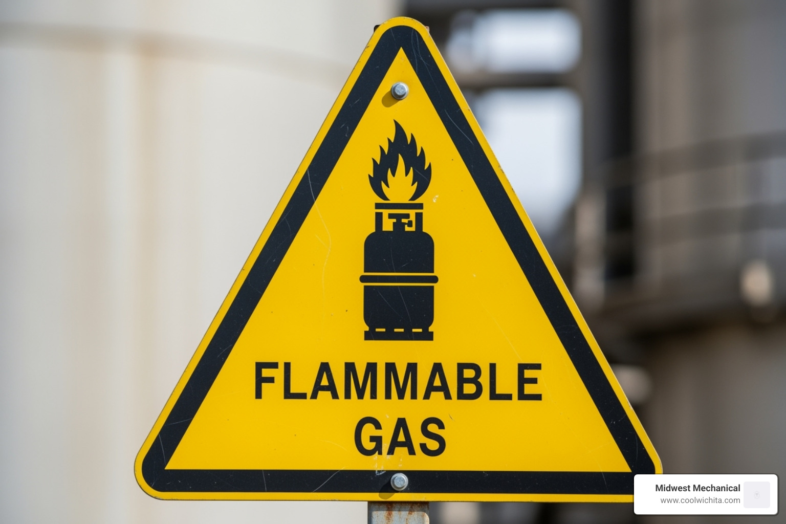 warning sign for flammable gas - gas line repair wichita