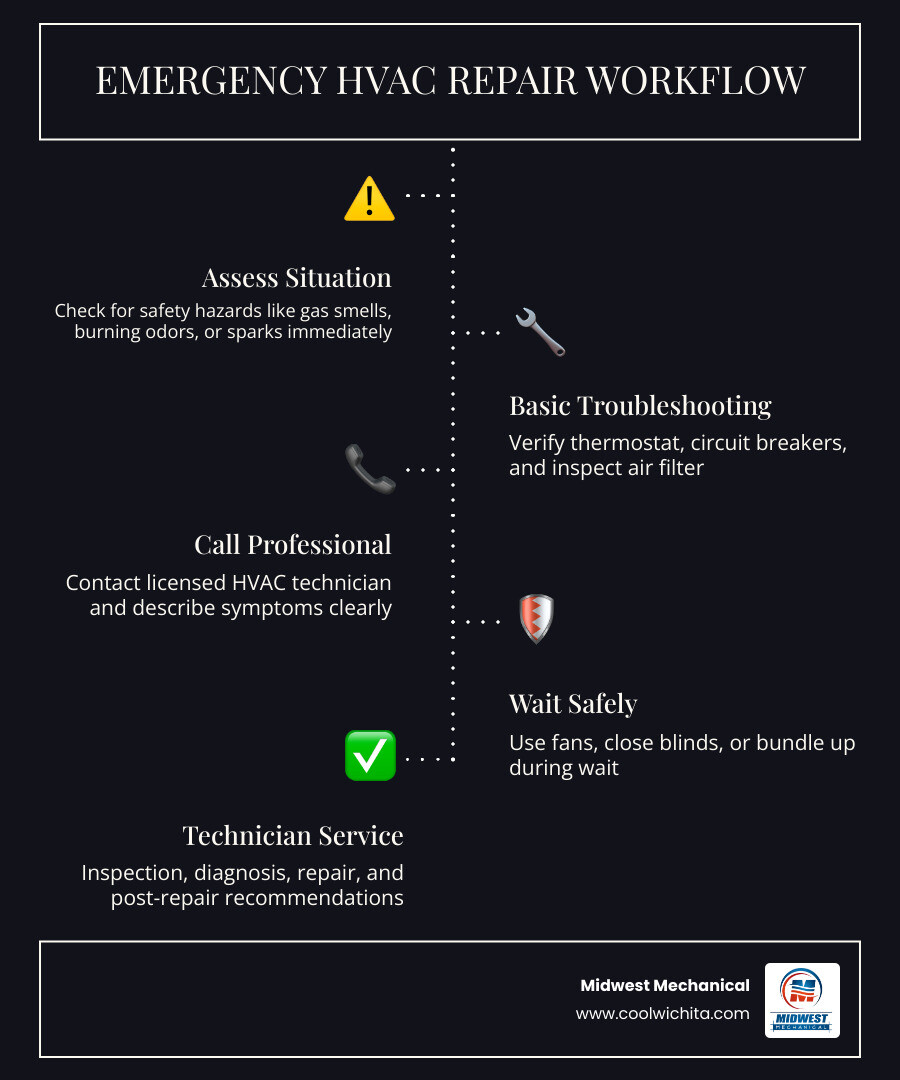 Emergency HVAC repair workflow from system failure to technician fix and post-repair steps - emergency hvac repair what to