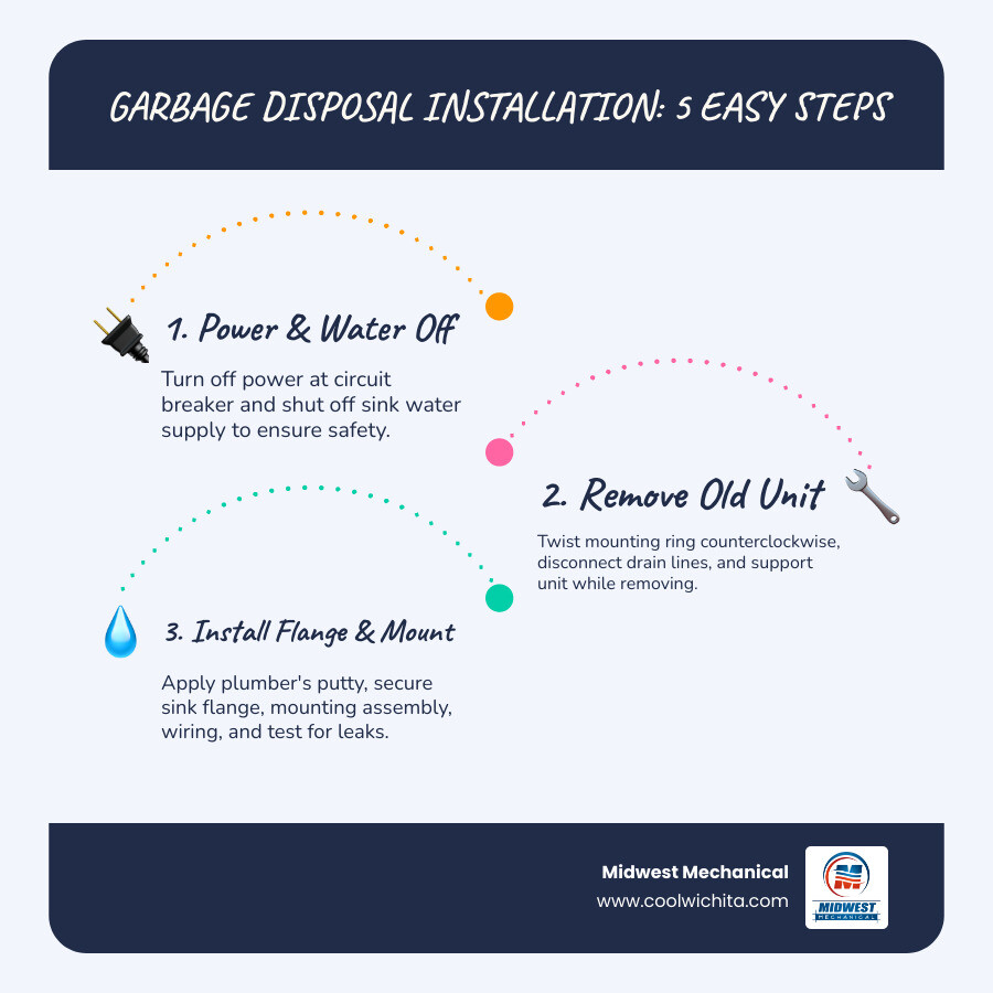 5-step garbage disposal installation process infographic for homeowners - garbage disposal installation infographic 5-step garbage disposal installation process infographic for homeowners - garbage disposal installation infographic