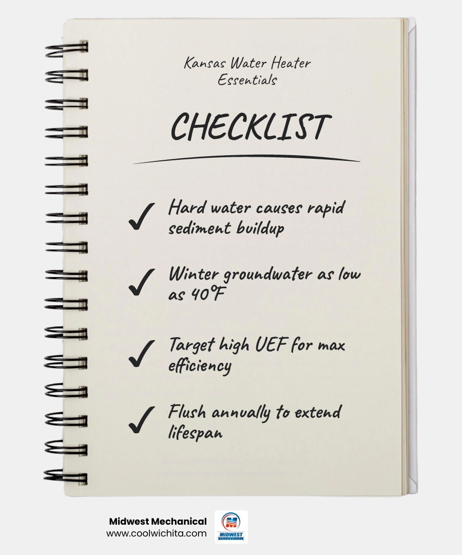 Infographic comparing tank vs tankless water heaters for Kansas homes with sizing, efficiency, and lifespan data infographic Infographic comparing tank vs tankless water heaters for Kansas homes with sizing, efficiency, and lifespan data infographic