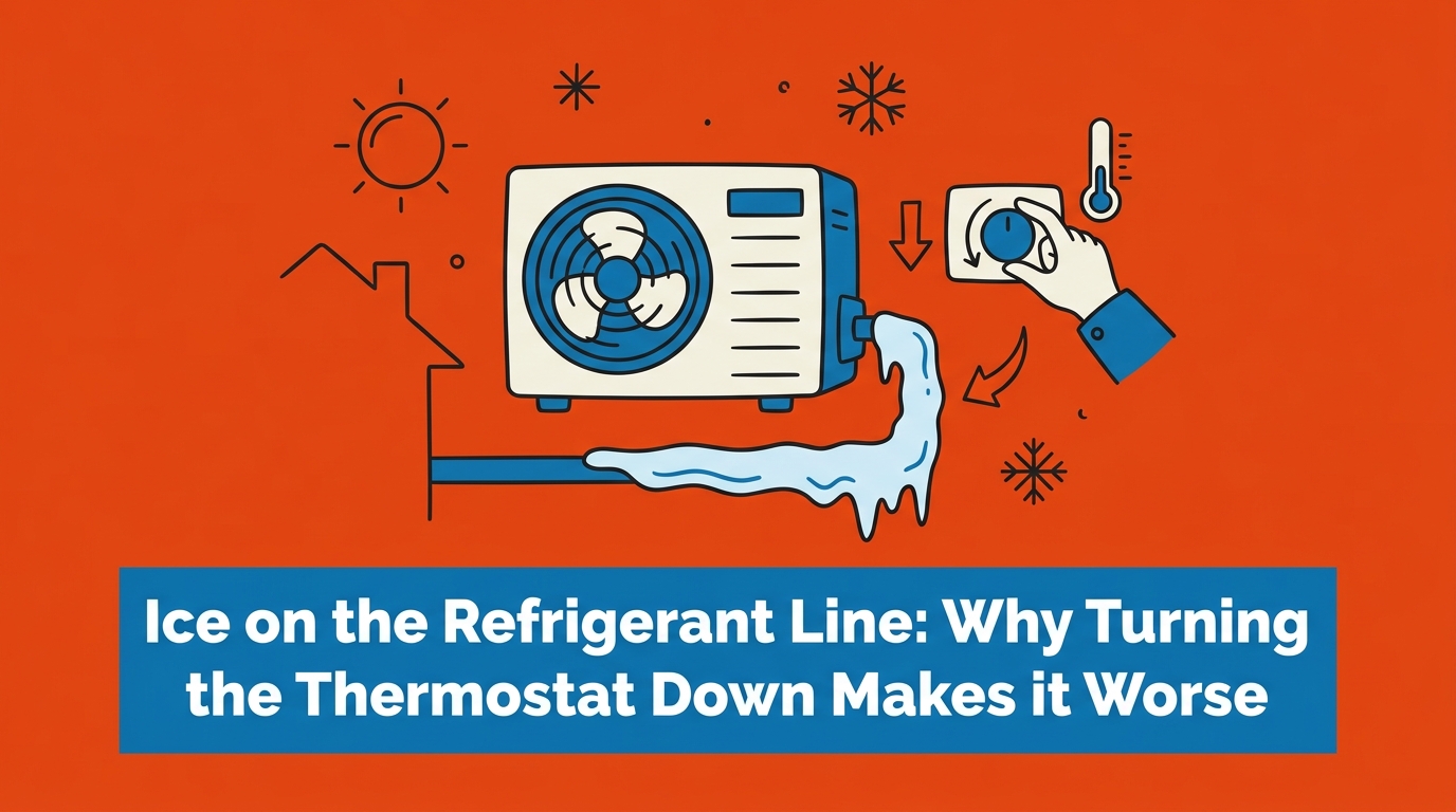 Ice on the Refrigerant Line: Why Turning the Thermostat Down Makes it Worse