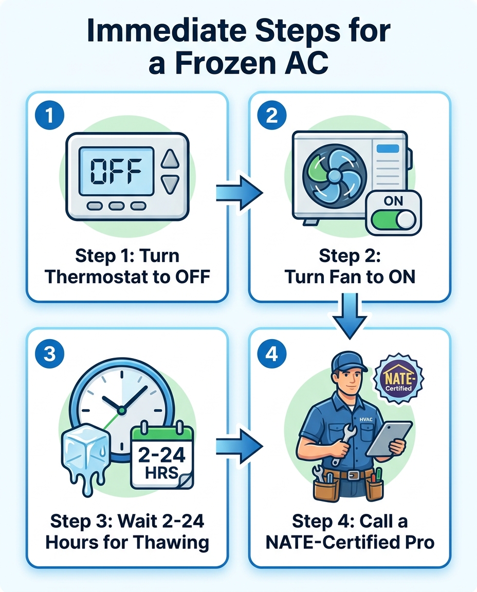 Immediate Steps for a Frozen AC